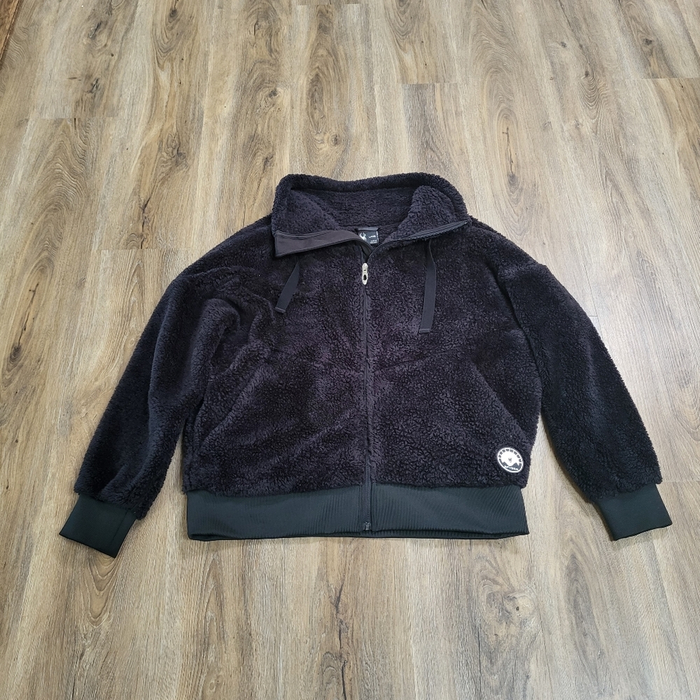 Spyder Women's Black Full Zip Pocket Fleece Fuzzy Soft Jacket Size Large Cozy